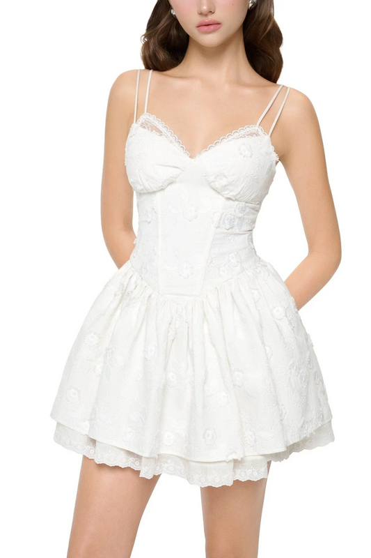 Gisa Spaghetti Lace Mini Dress