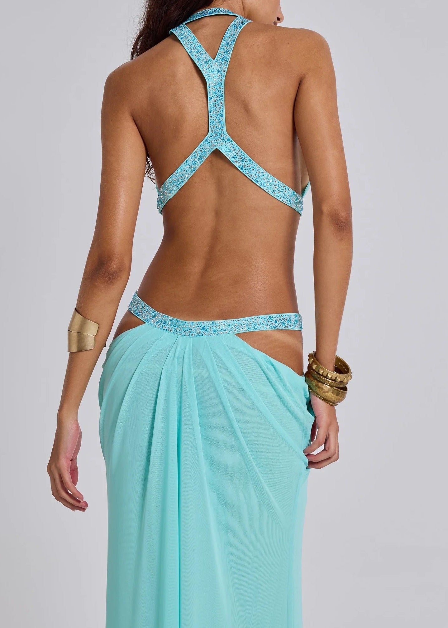 Jamaal Plunge Backless Cutout Maxi Dress