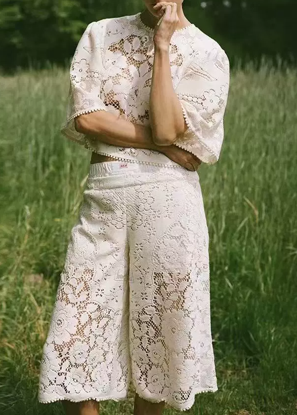 Iasmin Lace Cutout Wide Leg Pants Set
