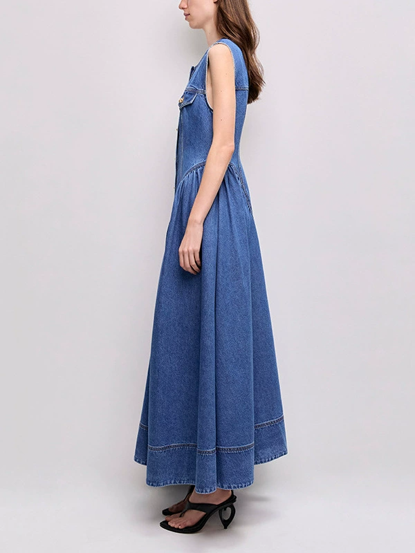 Kashiti Sleeveless Denim Maxi Dress
