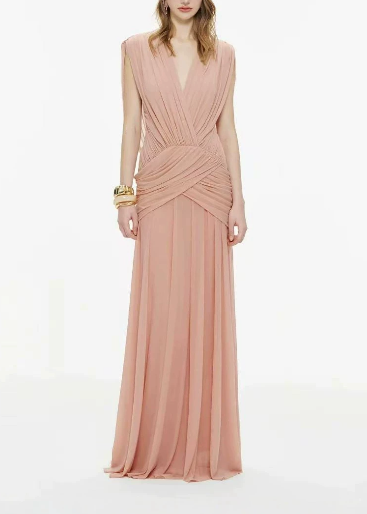 Jacalyn Ruch Mesh Maxi Dress In Pink