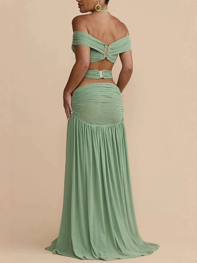 Jeane Cutout Ruched Maxi Skirt Set