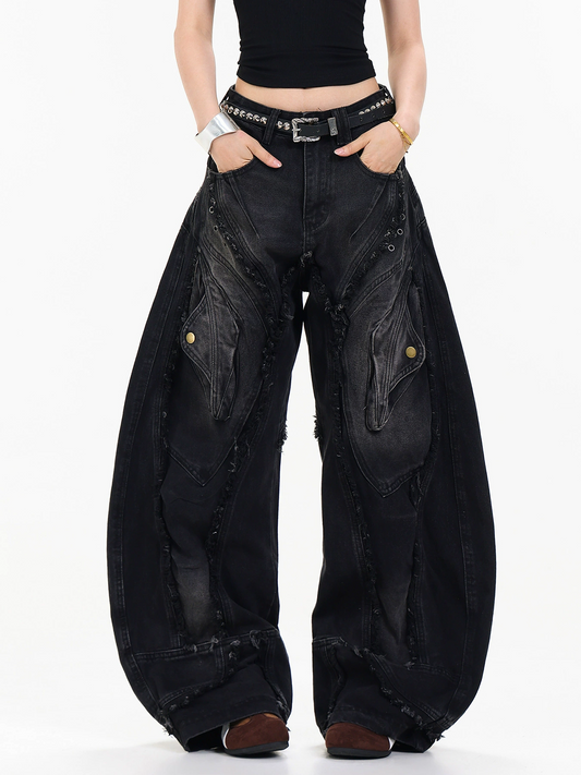Kailena Fringe Baggy Jeans
