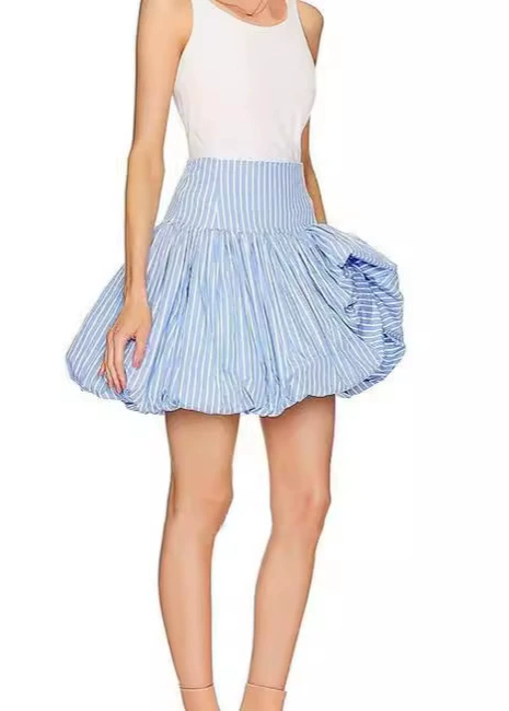 Ermanno Stripe Asymmetric Bubble Mini Skirt