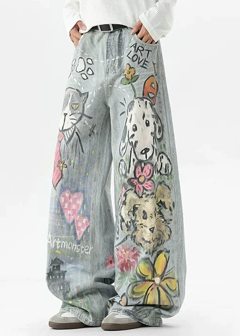 Fouzia Bleached Graffiti Jeans
