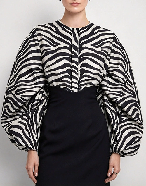 Kristoff Balloon Sleeve Zebra Top