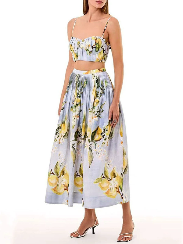 Isokrates Spaghetti Floral Skirt Set