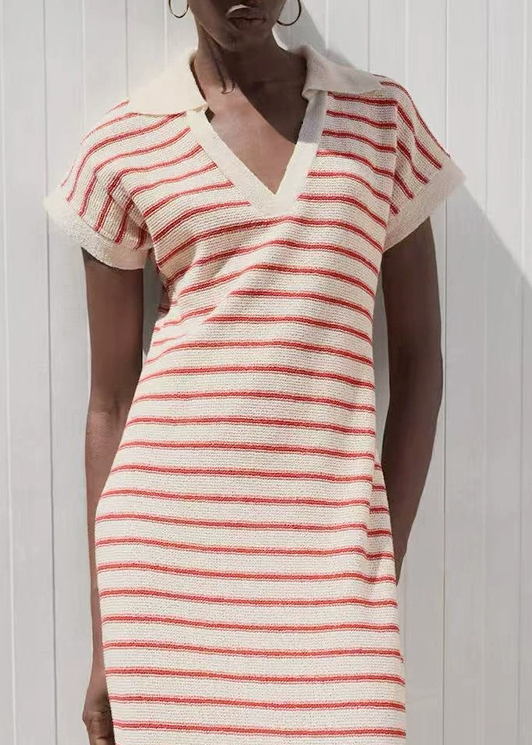 Kazuko V Neck Stripe Maxi Dress