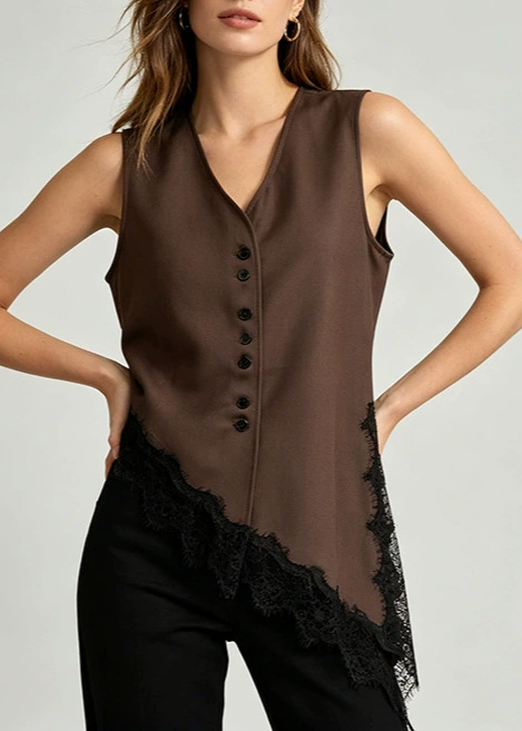 Inacio Sleeveless Lace Button Top
