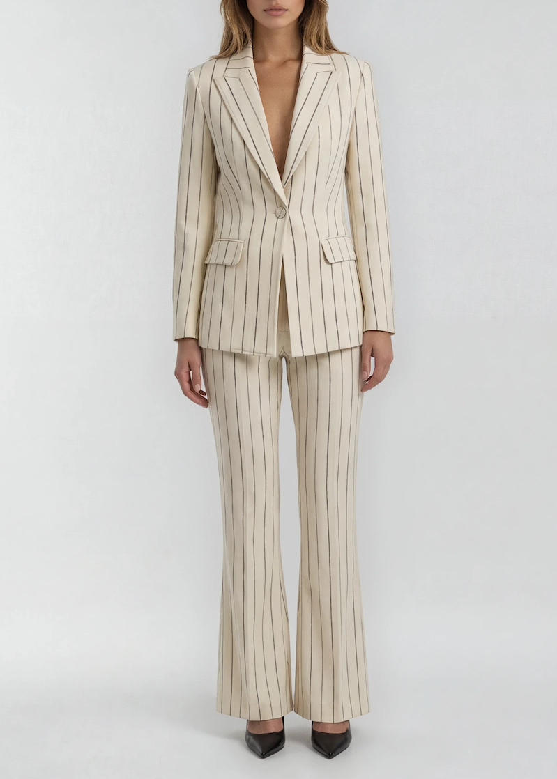 Facundus Cream Pinstripe Blazer & Pants Set